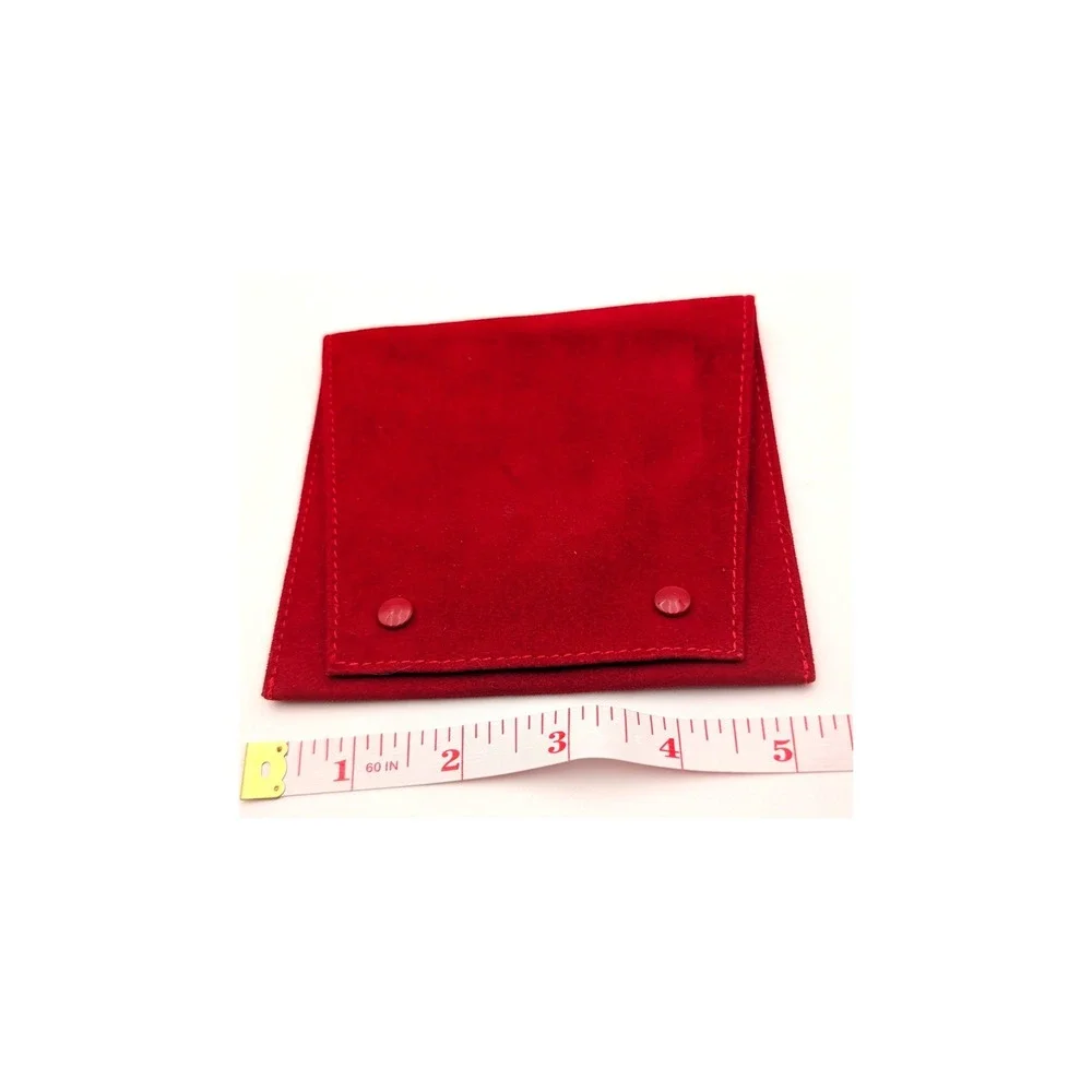 Cartier Red Suede Jewelry Pouch Travel Case Double Snap Gold Logo Accessory